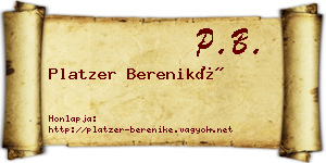 Platzer Bereniké névjegykártya